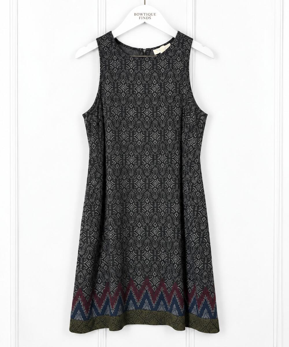 Urban Outfitters Staring at Stars Dress Womens L Black Geometric Border Shift
